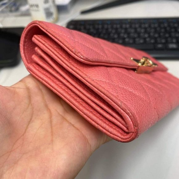 Chanel CC Gusset Classic Flap Wallet Quilted Caviar Long - Picture 9 of 9